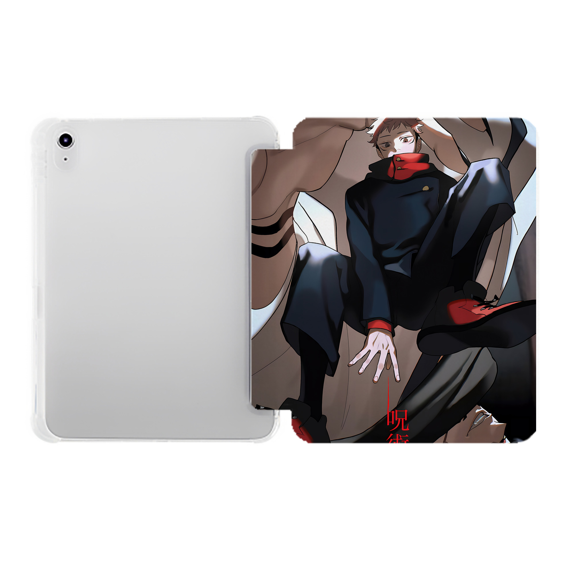 （画像用） 呪術廻戦 Jujutsu Kaisen IPad ケース ペン収納付き 三つ折りスタンド PUレザー×シリコン 対応機種9.5/10.5/10.9インチ